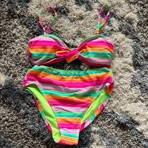No Boundaries Multicolor Striped Bikini
